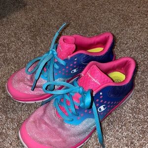 Kids champion, tennis shoes, pink and blue 2 1/2